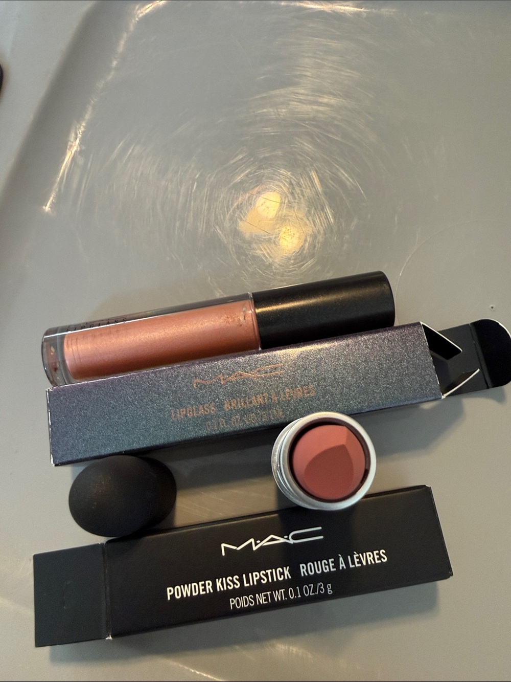 MAC Cosmetics Powder Kiss Lipstick & Lipglass Set in Rose Bronze